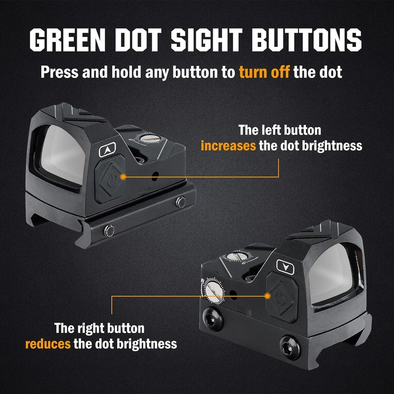 ohhunt 2 MOA Red Dot Sight | Green Dot Sight Micro Reflex Sight Shake Awake Optic Compatible with Picatinny Mount or RMR Footprint - Image 5